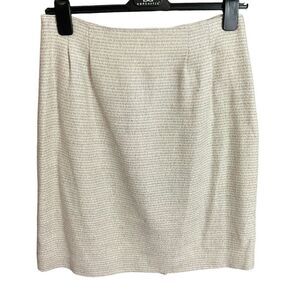 Westbrook Skirt All Silk Zipper Button Back Cream Pink Blue Pastel Weave Size 14
